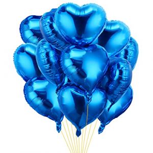 Ballon Coeur bleu 20 pcs, baudruche en Forme de Coeur, Ballons de Fleuret, Ballon Helium Coeur pour Anniversaire, Mariage, Saint Valentin, décoration de fête de Noël (WEIMEIYING, neuf)