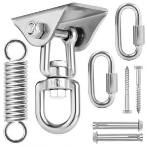 BELLE VOUS Ensemble Crochet Plafond - Kit pour Fauteuil Suspendu pivotant à 360° - Porche en Bois ou béton - Capacité 450kg - Crochet Plafond Pivotant - Fauteuil Hamac ou Gym Yoga (Tinyyo Europe, neuf)
