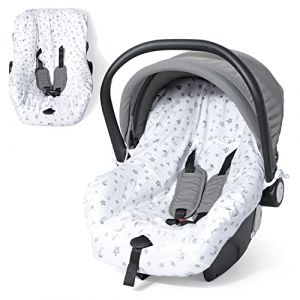 Orzbow Housse Siege Auto Bebe pour Cosy (Maxi COSI,Bebe Confort,Cybex etc.),Protection de Siège Auto Été avec 100% de Coton,Respirant et Lavable en Machine (Étoiles et Lunes Blanches) (Orzbow Official Store, neuf)