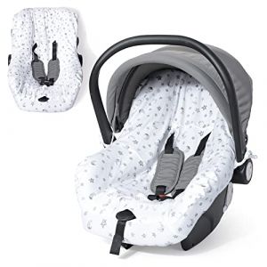 Orzbow Housse Siege Auto Bebe pour Cosy (Maxi COSI,Bebe Confort,Cybex etc.),Protection de Siège Auto Été avec 100% de Coton,Respirant et Lavable en Machine (Étoiles et Lunes Blanches)… (Orzbow Official Store, neuf)