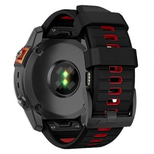 MYSNBKN Bracelet 26mm pour Garmin Fenix 7X Pro/Fenix 7X/Fenix 6X/Fenix 6X Pro/Fenix 5X/Fenix 5X Plus/Fenix 3/Fenix 3 HR, bracelet de remplacement en silicone souple (MYSNBKN-FR, neuf)