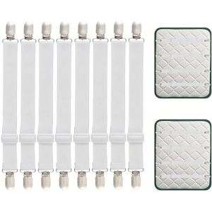 wirsindeins Lot de 8 tendeurs de draps élastiques réglables avec clips en métal pour draps, matelas, housse de table à repasser ou canapé (wirsindeins, neuf)