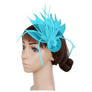 Bibi pour femme - Bibi floral en maille - Pour mariage, fête, église, mariage, cocktail, club - Bleu foncé - Taille unique (⭐⭐⭐⭐⭐Liqingxiu, neuf)