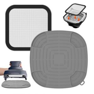 Airfryer Accessoires pour ninja CRISPi FN101EU : GEEKHOM 1 x protection anti-éclaboussures en acier inoxydable à mailles fines + 1 x tapis en silicone résistant à la chaleur pour friteuse à air chaud (William Shakesbeare, neuf)