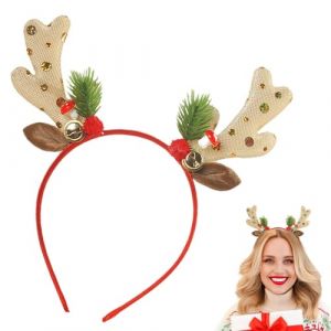 Serre-t&ecirc;te &agrave; paillettes avec paillettes en bois de No&euml;l - Serre-t&ecirc;te en bois &agrave; paillettes mignon serre-t&ecirc;te de No&euml;l, bandeau tendance pour cheveux fins et &eacute;pais, bandeau de saison pa (hopjlq, neuf)