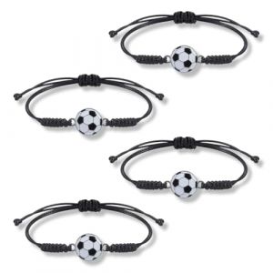 KEQAR 4 Pi&egrave;ces Bracelets &agrave; Breloques avec de Football Basket-ball Bracelet Ajustable，Bracelet de football,Convient aux Enfants et aux Adultes,Cadeau d'Anniversaire pour un ami ou Cadeau de Couple (APENGPENG, neuf)