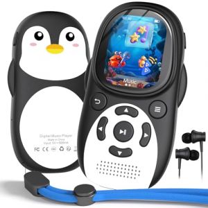 64Go Lecteur MP3 Enfant, Bluetooth 5.3, Design Pingouin avec &Eacute;cran IPS 2&rsquo;&rsquo; & Interface sous-Marine, Haut-Parleur, Radio FM, Extension 128Go, 750mAh, Cordon R&eacute;glable, Cadeau pour Enfants (ODEJOI, neuf)