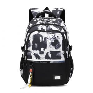 Amythe Sac &agrave; Dos pour Gar&ccedil;ons Cartable Primaire College, Sac Ecole Tendance L&eacute;ger pour les Adolescents pour 9-18ans, Sac D'&eacute;cole Grande Capacit&eacute; Convient pour le Trolley, Noir (Amythe, neuf)