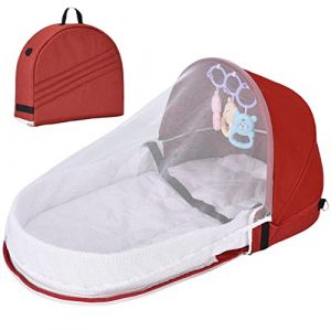 Fulenyi Couffin De Voyage Couffin Portable pour Bébé avec Jouets De Développement Et Filet Respirant Couffin Portable Pliable Berceau De Voyage pour Nouveau-né Enfant en Bas Âge (spolert, neuf)