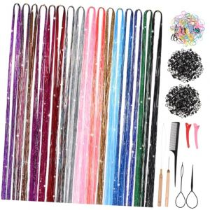 FRCOLOR 1 Set Kit De Cheveux Kit De De Cheveux Extensions De Cheveux Scintillants Guirlande De Cheveux De Fée Arc-En-Ciel Accessoires De Cheveux De Festival Mèches De Cheveux (Laners, neuf)