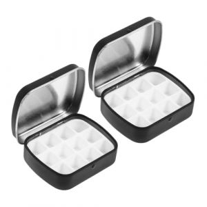 Healvian 2pièces Palette Aquarelle Vide Compacte Boîte Métal Noire Avec Couvercle Pour Rangement Vernis Ongles Et Peinture Pour Voyage Et Loisirs Créatifs (Le Sengyu, neuf)