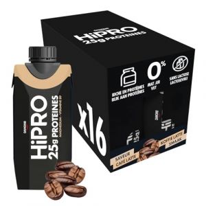 Danone HiPRO Boisson Prot&eacute;in&eacute;e - Caf&eacute; - 16 x 330ml - Riche en Prot&eacute;ines, Sans Sucres Ajout&eacute;s, Sans Lactose (Distrilink, neuf)