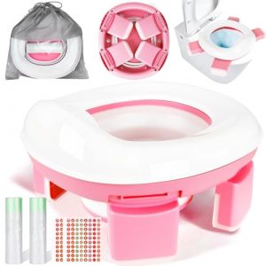 KIMIGO Pot de Voyage Enfant Pliable,Siège Toilette Pliable Enfants 3-in-1,Trainer Pot WC Pour Chaise Bébé,Portable Siege Toilette Enfant avec Sac de Rangement,Pot Bebe Toilette pour Garçon et Fille (STORE OLAN DANIEL S.R.L., neuf)
