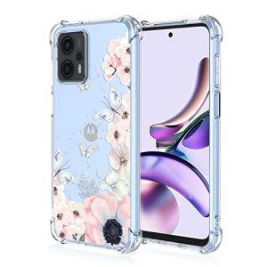 RankOne Coque de T&eacute;l&eacute;phone Convient pour Motorola Moto g13 / Moto g23 (6.5" inches) Transparent TPU Silicone Color Drawing Pattern Case - Fleurs 1 (Rankone, neuf)