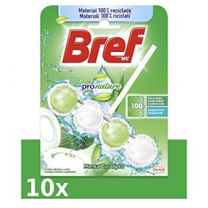 Bref Toilettes Pro Nature Menthe et Eucalyptus, Détergent Désodorisant En Plaquettes Désinfectant Salle de Bain, Format Stock, 10 Pièces (STAR&STER, neuf)