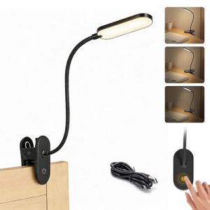 Aigostar Lampe de Lecture, Lampe de Lit &agrave; Clipser Avec Bras Flexible R&eacute;glable &agrave; 360&deg;, 3 Modes, Rechargeable par USB C&acirc;ble, Lampe flexible LED, lampe pince pour lit 4000K, Protection des yeux, Noir (AIGOTECH, neuf)