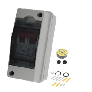 Fockety Interrupteur de Déconnexion Solaire, 16A/20A/32A/40A/63A 500V PV DC Isolateur, Disjoncteur Miniature étanche IP65 avec Couvercle Transparent pour Panneau Solaire, Camping-Car (32A) (biaterd, neuf)