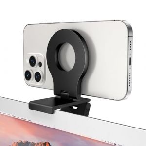 Itramax Support Cam&eacute;ra de Continuit&eacute;,Support Magn&eacute;tique &agrave; Angle R&eacute;glable pour T&eacute;l&eacute;phone Portable et Webcam pour iPhone 17 16 15 13 14,Mag-Safe Case,iMac&MacBook macOS 13 Ventura,FaceTime,Standard-Noir (Itramax_Europe, neuf)