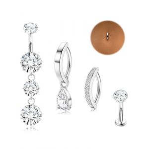 Chriscoco 14G Piercing Nombril Acier Chirurgical Argent/Or, Piercing Nombril Anneau CZ Piercing au Nombril Grossesse pour Femmes Clicker Piercings au Nombril Bijoux,8-S (TOIMOI JEWELRY, neuf)