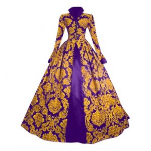 Vhersily - Robe &Eacute;l&eacute;gante du Moyen-&Acirc;ge pour Femme, Style R&eacute;tro Victorien, Costume de Dame des Ann&eacute;es 80, D&eacute;guisement de Carnaval V&eacute;nitien, Robe de Mascarade, F&ecirc;te Lolita, Bal, Halloween, Costume de (duefoll, neuf)