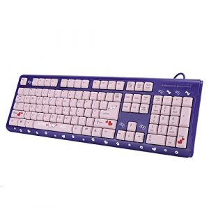 Ausla Clavier Silencieux, Membrane M&eacute;canique, Filaire USB, 104 Touches, Support R&eacute;glable, Clavier Ergonomique pour Ordinateur Portable, Maison, Bureau, Jeu (Mauve Rose) (Emarten, neuf)