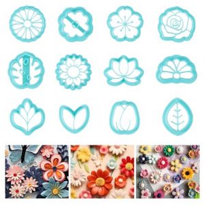 ORIGACH Lot de 12 emporte-pi&egrave;ces en argile polym&egrave;re, d&eacute;coupoirs en argile pour fleurs pour la fabrication de boucles d'oreilles, emporte-pi&egrave;ces en p&acirc;te &agrave; modeler pour la cr&eacute;ation de bijoux (ORIGACH FR, neuf)