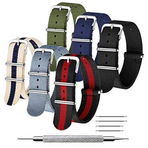 CIVO Bracelet de Montre 6 Paquet Bracelet 16mm 18mm 20mm 22mm 24mm Nylon Balistique Bracelets Zoulous Boucle en Acier Inoxydable avec barre à Ressort et Outil de Broche de Lien (CIVO Direct-FR, neuf)