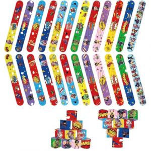 POPOYU 24PCS Slap Bracelet à Claquer,Super Héros Slap Bandes Slap Bracelet Enfant,Jeu de Bracelets Sac Cadeau pour Filles et Garçons Cadeaux d'anniversaire et de Classe (Official flagship store of bubble fish, neuf)