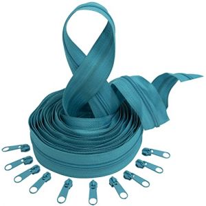 AERZETIX - C62630x5-C62600x10 - Kit de Fermeture &eacute;clair &agrave; glissi&egrave;re Spirale 5m N&deg;3 Couleur: Bleu-Vert + 10 curseurs N&deg;3 Non verrouillables Couleur: Bleu-Vert - en m&eacute;tal - mercerie Couture (Tuning, neuf)