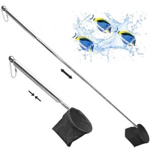 Mini Filet de Pêche Télescopique, Téléscopique Épuisette pour Aquarium, Filet pour la Pêche en Aquarium avec Poignée Réglable 19-39cm pour Crevette de Réservoir d'Aquarium (Rond, Noir) (BUKYCAT, neuf)