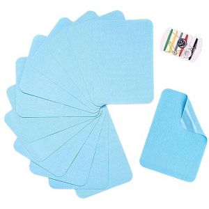 TXSN Lot de 12 patchs thermocollants en coton pour r&eacute;paration de v&ecirc;tements, pantalons, &eacute;cussons et d&eacute;corations, 7,6 x 10,2 cm, bleu clair (Wang renrende, neuf)