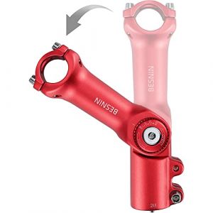BESNIN Potence de V&eacute;lo R&eacute;glable 0-90 Degr&eacute;s Potence VTT 31.8/25.4x60/80/90/93/100mm Potence V&eacute;lo Route Tige de Guidon de V&eacute;lo de Montagne pour VTT, BMX (Rouge 25,4&times;100mm) (Besnin Technology co., Ltd, neuf)
