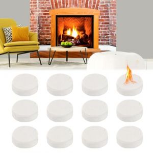 OCCOUMR Lot de 12 éponges en céramique pour cheminée au bioéthanol - Pour cheminée au bioéthanol - Laine en céramique pour intérieur en gel - Longue durée de combustion - 8,6 x 8,6 x 2,8 cm (zitongdianzi, neuf)