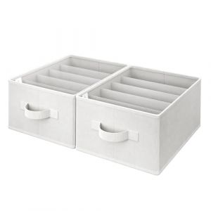 GRANNY SAYS Organisateurs Armoire Vetement, Lot de 2 Boites de Rangement Tissu, Organisateur Armoire Rangement pour Tee Shirt Pantalon, Rangement Dressing pour V&ecirc;tements et Penderies, Blanc (SEMPERFUN, neuf)