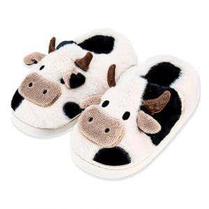 Hoomall Pantoufle de Vache Peluche Adulte Automne Hiver Femme Homme Confortable Respirant Antidérapante Léger Cow Slippers Chaussons de Vache Open Toe Slides Maison(Chaussure de Vache,42/43 EU) (Xingye 2023, neuf)