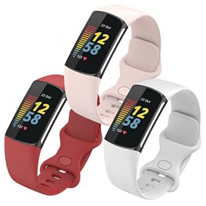 FunBand Bracelet Compatible avec Fitbit Charge 5 Bandes, Bracelet de Montre de Sport de Remplacement en Silicone Souple Réglable Accessorie Bracelet pour Charge 5 Activity Tracker, 3-Pack (FunBand EU Direct Store, neuf)