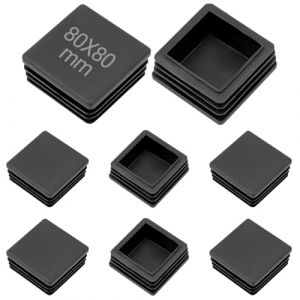 YFLeomry 80x80 mm Rectangle Bouchons &agrave; lamelles 8 PCS Bouchon de Tube Carr&eacute;, Embout de Bouchon en Plastique Noir Carr&eacute;, Embout Pied de Chaise pour Tubes M&eacute;talliques, Chaises, Tables et &Eacute;tag&egrave;res (YFL-STORE, neuf)