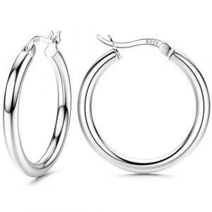 Chriscoco Boucles d'Oreilles Cr&eacute;oles Argent pour Femme Argent Hypoallerg&eacute;nique Sterling 925 Huggie Cr&eacute;oles Boucles d'Oreilles 13/15/20/25/30/40/50mm (TOIMOI JEWELRY, neuf)