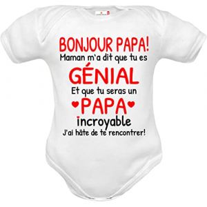 body bébé papa magnifique et fantastique maman magnifique et merveilleux cadeau de naissance, Body papa manche courte, 0-3 mois (Corredino Neonato, neuf)