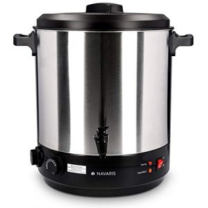 Navaris Stérilisateur à Bocaux Électrique - Machine à Vin Chaud 27L - Distributeur Boissons en INOX - Autocuiseur Minuteur - Acier (SX-Commerce, neuf)
