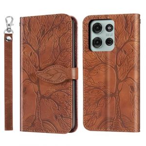 Rostsant Coque Motorola Moto G75 5G Arbre en Relief Housse en Cuir PU Motorola Moto G75 5G Étui à Fermeture Magnétique Portefeuille Étui à Rabat pour Motorola Moto G75 5G Brun (Huijitong Electronic Technology, neuf)