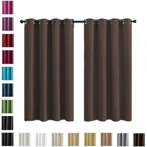 WUXXIANG Rideau Occultant D&eacute;coration de Fen&ecirc;tre 90 x 240 cm Thermique Isolant Anti Froid et Chaleur, Rideaux Occultant Court Isolant Thermique, avec Cravates, pour Cuisine Chambre, &lrm;Marron (LvLiangShiLiShiQuXiangXiangMaoYiYouXianGongSi, neuf)