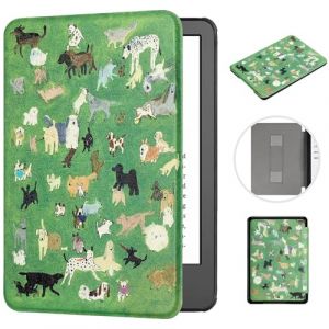 MOKASE Étui pour 6" Kindle Paperwhite 5/6/7ème Génération 2012,2013,2015,2016 (Modèle: EY21/DP75SDI), Cuir Synthétique Rigide Housse avec Dragonne pour Kindle Paperwhite 6 Pouces, Meadow Dogs (MOKASE, neuf)