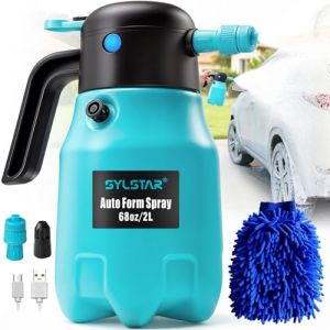 SYLSTAR Pulvérisateur Mousse Voiture, 7.4V Pulvérisateur 2L avec Batterie Rechargeable, 4,2 Bar Pulverisateur de Jardin et 2 Buses pour Lavage Voiture, Détail Auto (Mousse/Jet d'eau) (Sylstar EU, neuf)