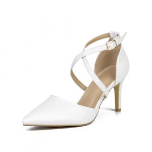 Hoefirm Escarpins Femme Talon Haut Sexy Chaussures Talon Aiguille Pumps Pointu pour F&ecirc;te Mariage Soir&eacute;e Stiletto High Heels Blanc 43 (Hoefirm, neuf)