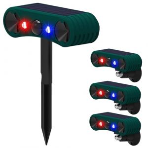 QXMH Alarme Solaire avec détecteur de Mouvement intérieur et extérieur - 129 DB - Sirène puissante - 4 Modes - Alarme de sécurité - Lumière Rouge et Bleue (4 Pack) (Alhan Store, neuf)