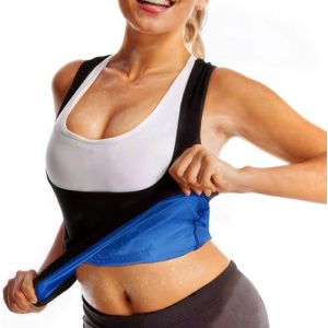 Gilet de sudation pour femme - Costume de sauna pour femme - Perte de poids - Chemise de sauna pour entra&icirc;nement - Chemise de sauna pour minceur, noir/bleu, Small (xinghongus, neuf)