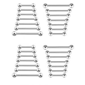 KGDUYC 14 pcs Piercings barbells 7 Tailles Langue Barre T&eacute;ton Anneaux 14G Acier Inoxydable Chirurgical, Titane, Bijoux pour le corps, Piercing, 34.14 grams (Qertyias O&Uuml;, neuf)