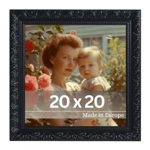 Victor Cadre Photo Rubens en 20x20 cm Noir - Bar: 30x20mm - Verre Véritable - Châssis pour l'image Baroque - Antique - Vintage 20x20 - Carré (Victor_Store, neuf)