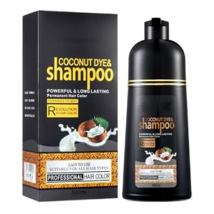 Shampoing à la noix de coco pour cheveux noirs - Shampooing de coloration végétale noire - Huile de noix de coco - Coloration rapide - Shampoing couleur longue durée (yunlix, neuf)